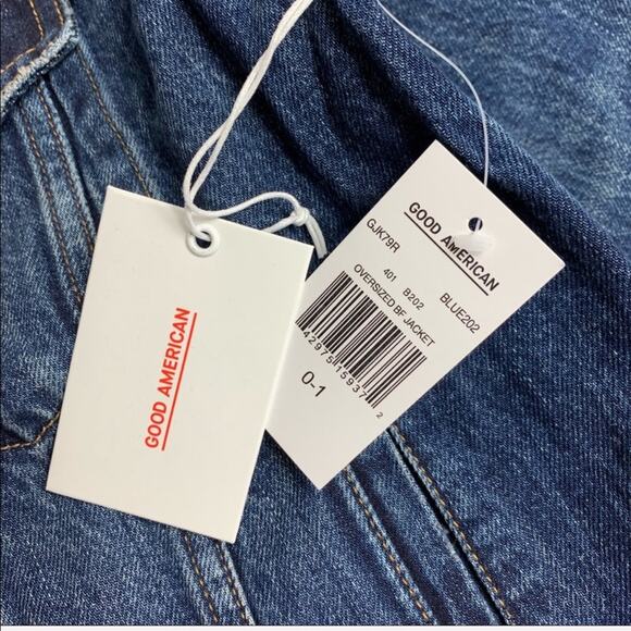 Good American Sherpa Collar Boyfriend Denim Jacket NEW - Picture 7 of 9